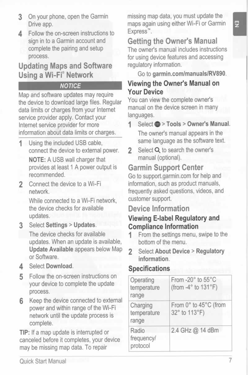 Garmin RV 890 Instruction Booklet page 1Page 7